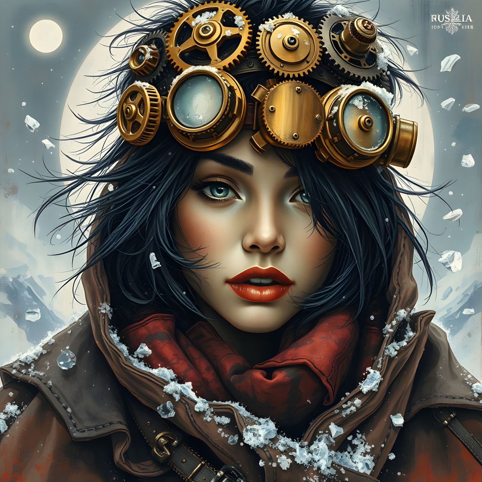 Frosty Steampunk Goddess in Hypermaximalist Collage