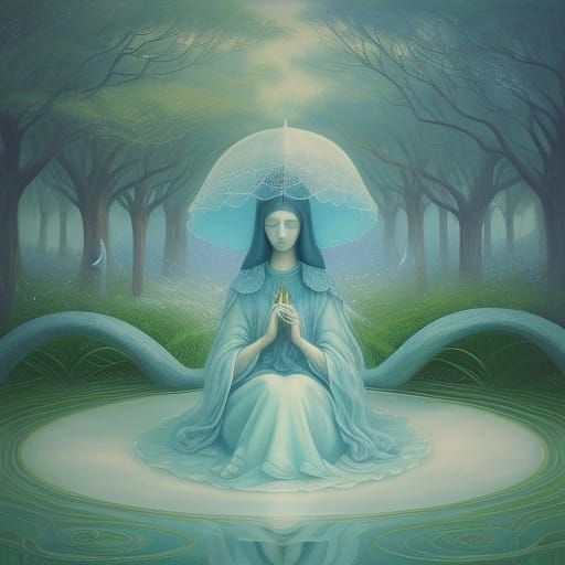 Surreal Garden Serenity: Inner Peace in Dreamlike Art