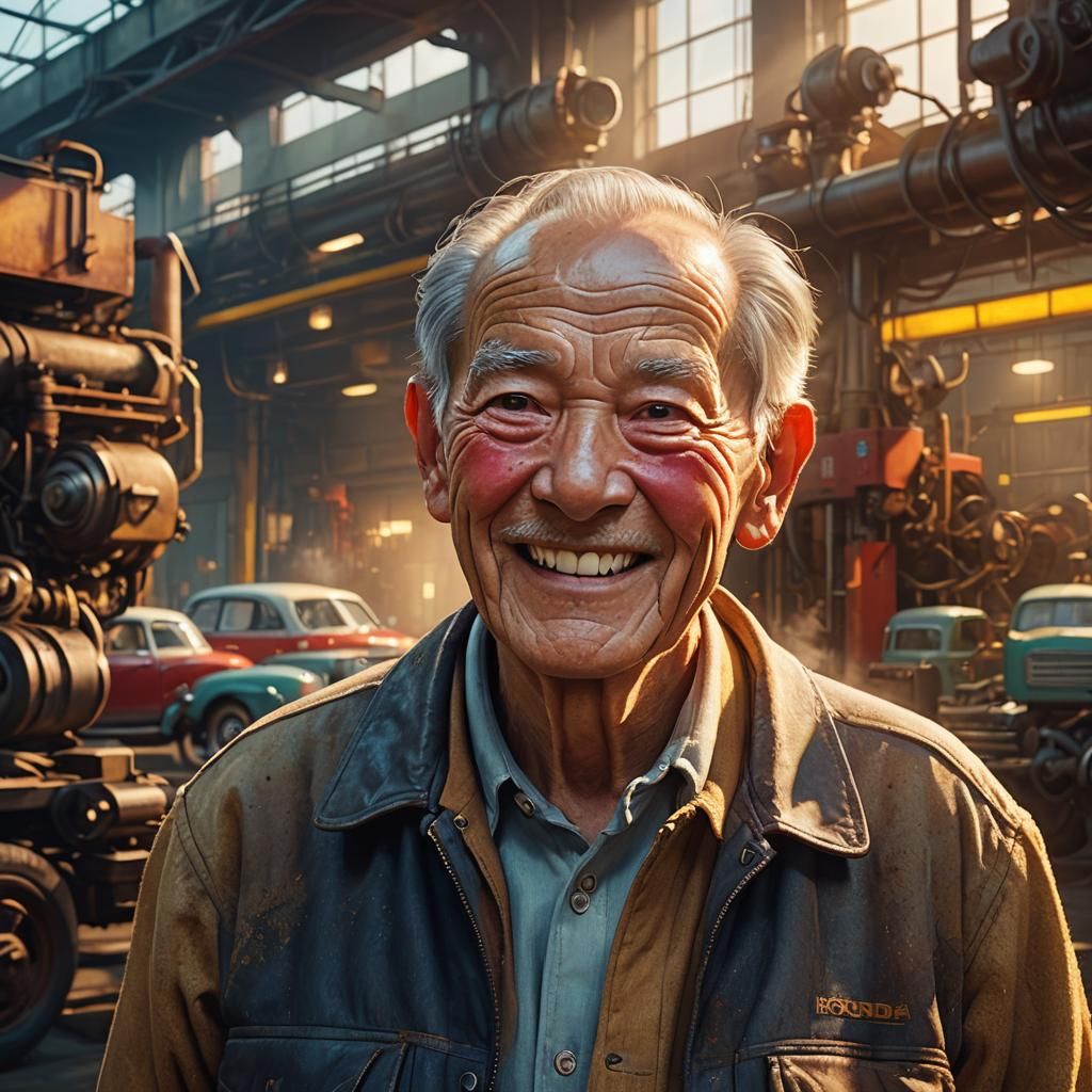 Honda Founder's Pride: Hyperrealistic 1949 Factory Portrait