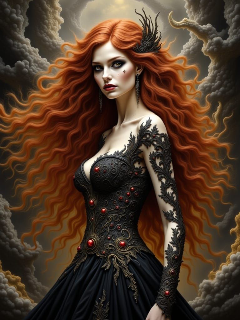 Gothic Vampire in Charcoal Digital Painting