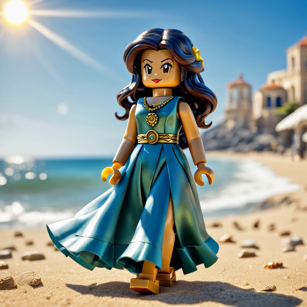 Minifigure of a Mediterranean Woman on the beach