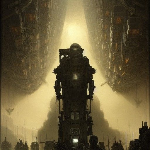 Dystopian Sci-Fi Army in Dark Fantasy Style