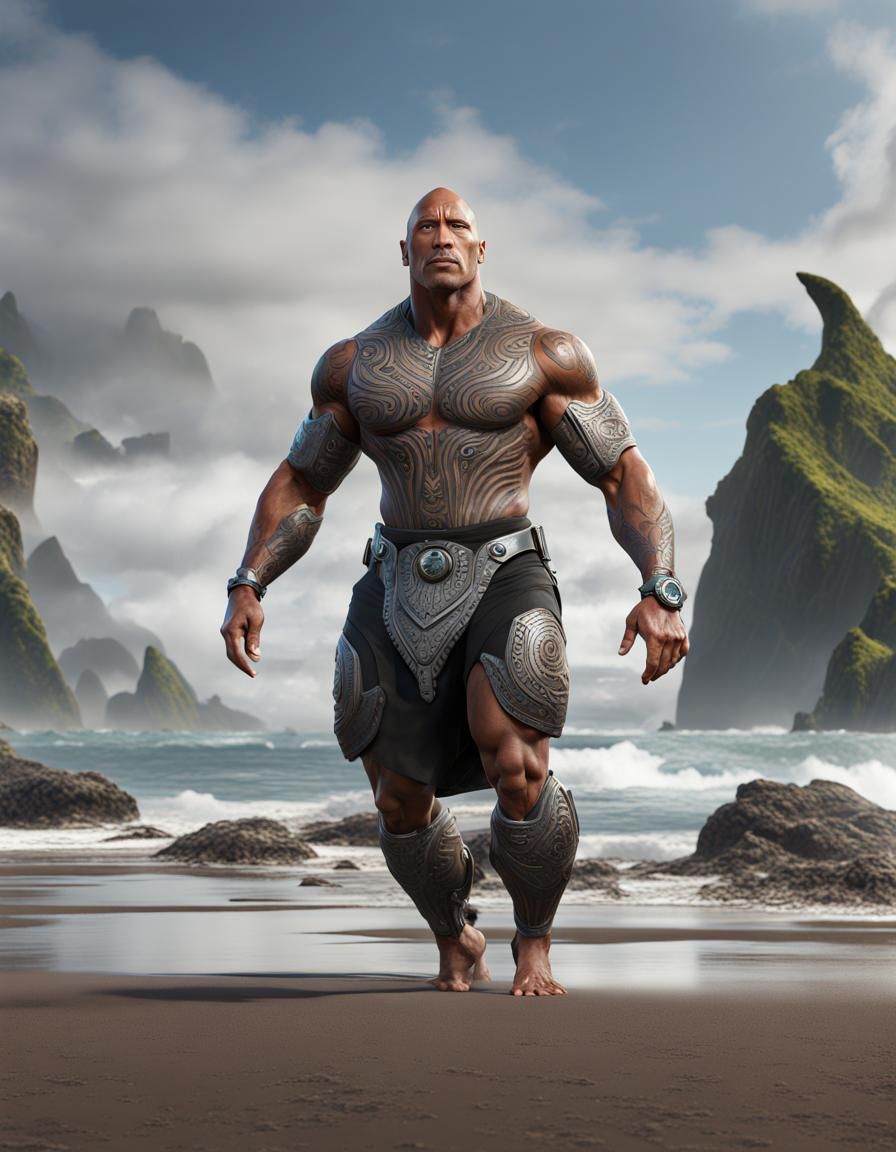 Futuristic Chrome Bodybuilder on Shoreline