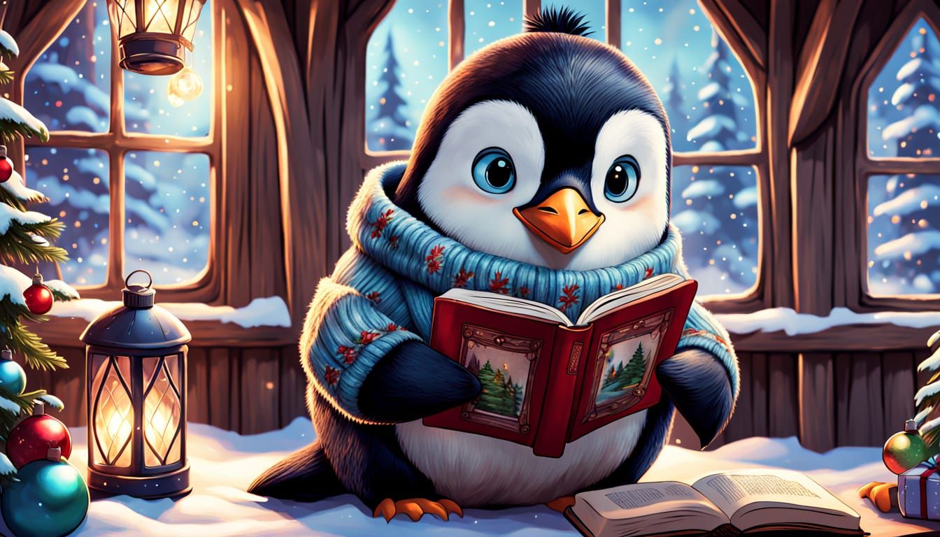 Penguin's Christmas Reading Nook in Pokemon Forest