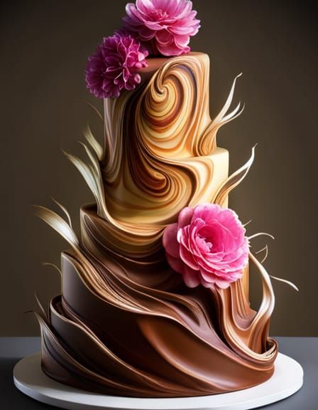 Chocolate Wedding Cake Still Life: Hyperdetailed Concept Art