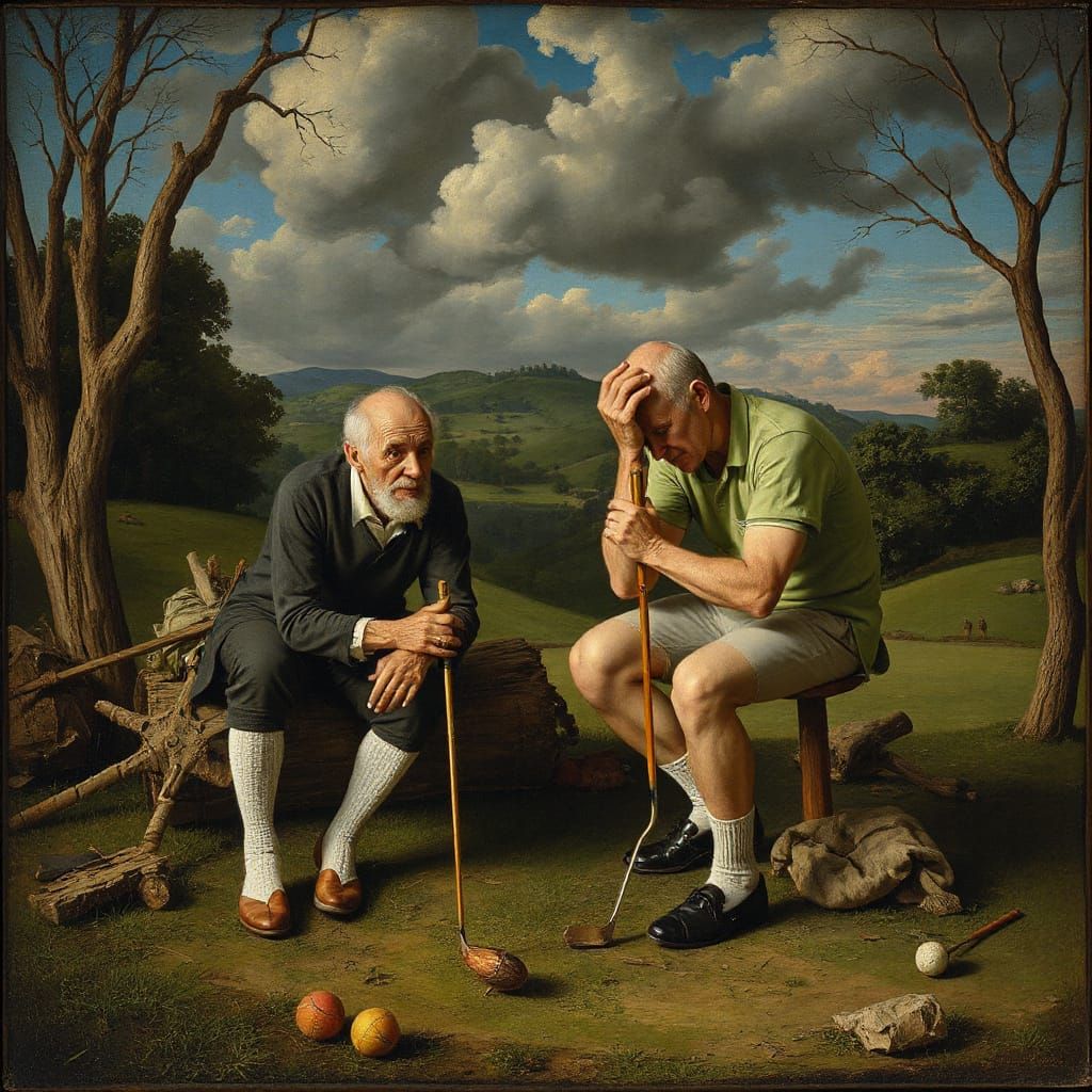 Golf Players in Tactile Abstraction Style