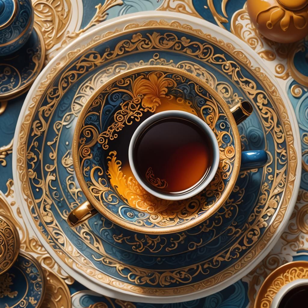 Mango Tea Cup: Vibrant Fantasy Concept Art