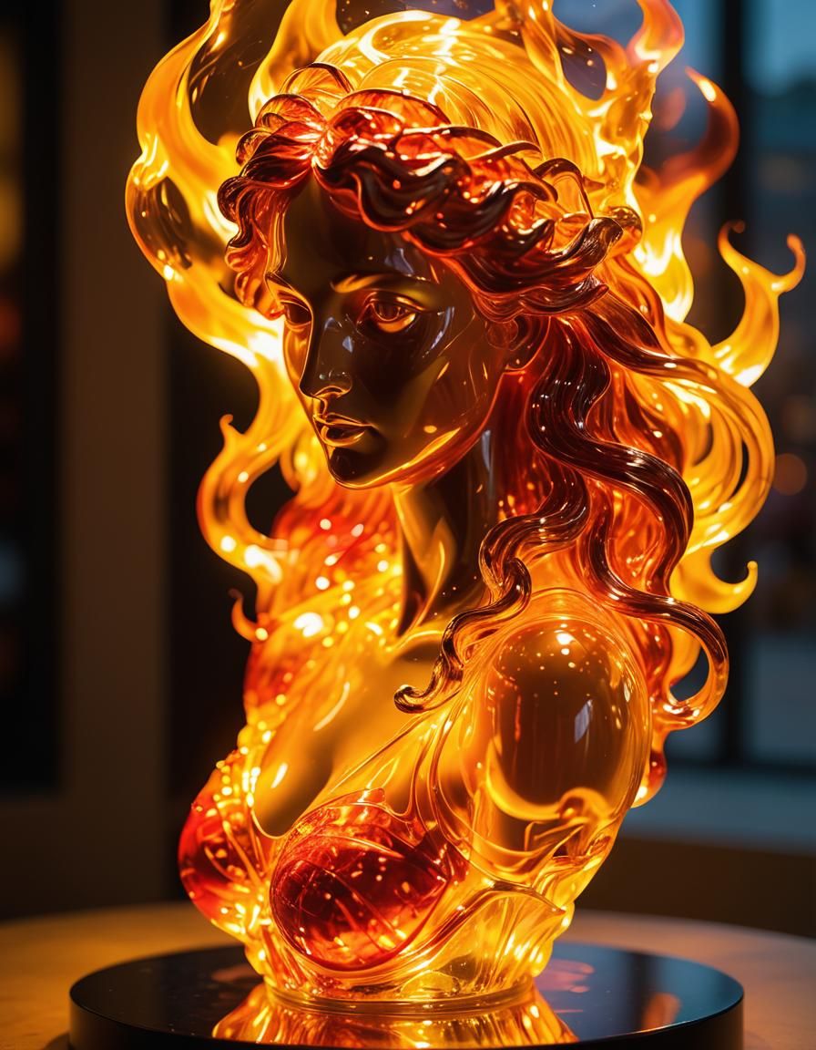 Aphrodite in Blazing Glory, a Vibrant Sculpture of Fire