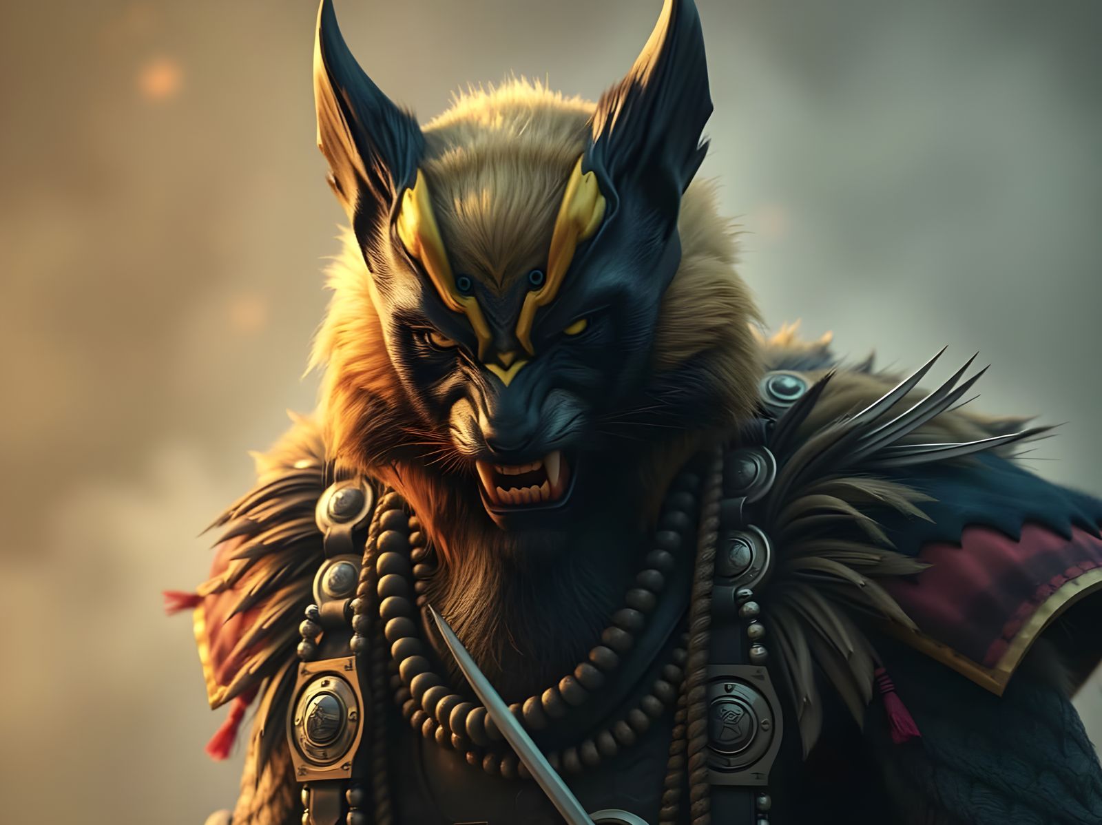 Wolverine Warrior in Foggy Matte Painting