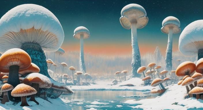 Cosmonauts on Alien Planet in Impressionistic Style