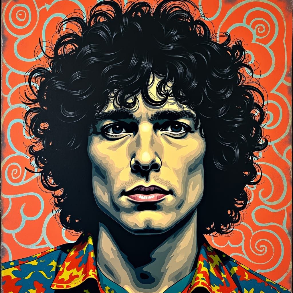 Jim Morrison Portrait in Mixed Media Collage