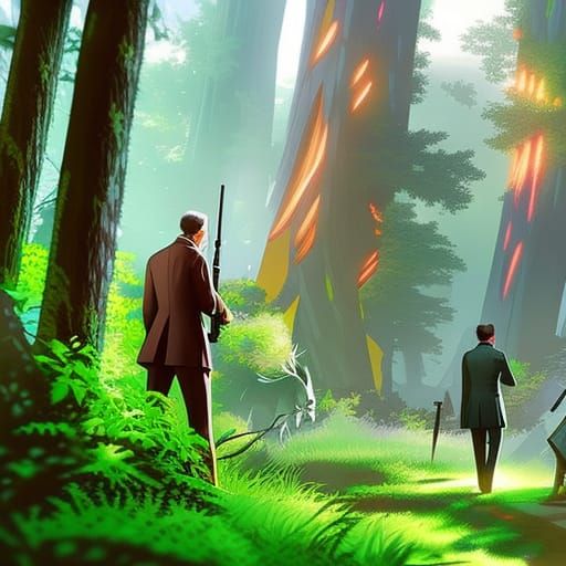 Central Bankers Lost in Woods: Hyperrealistic Concept Art