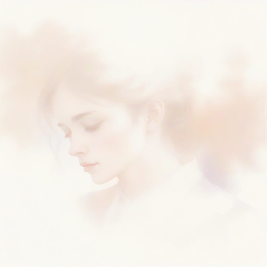 Ethereal Watercolor Portrait of a Fading Figure