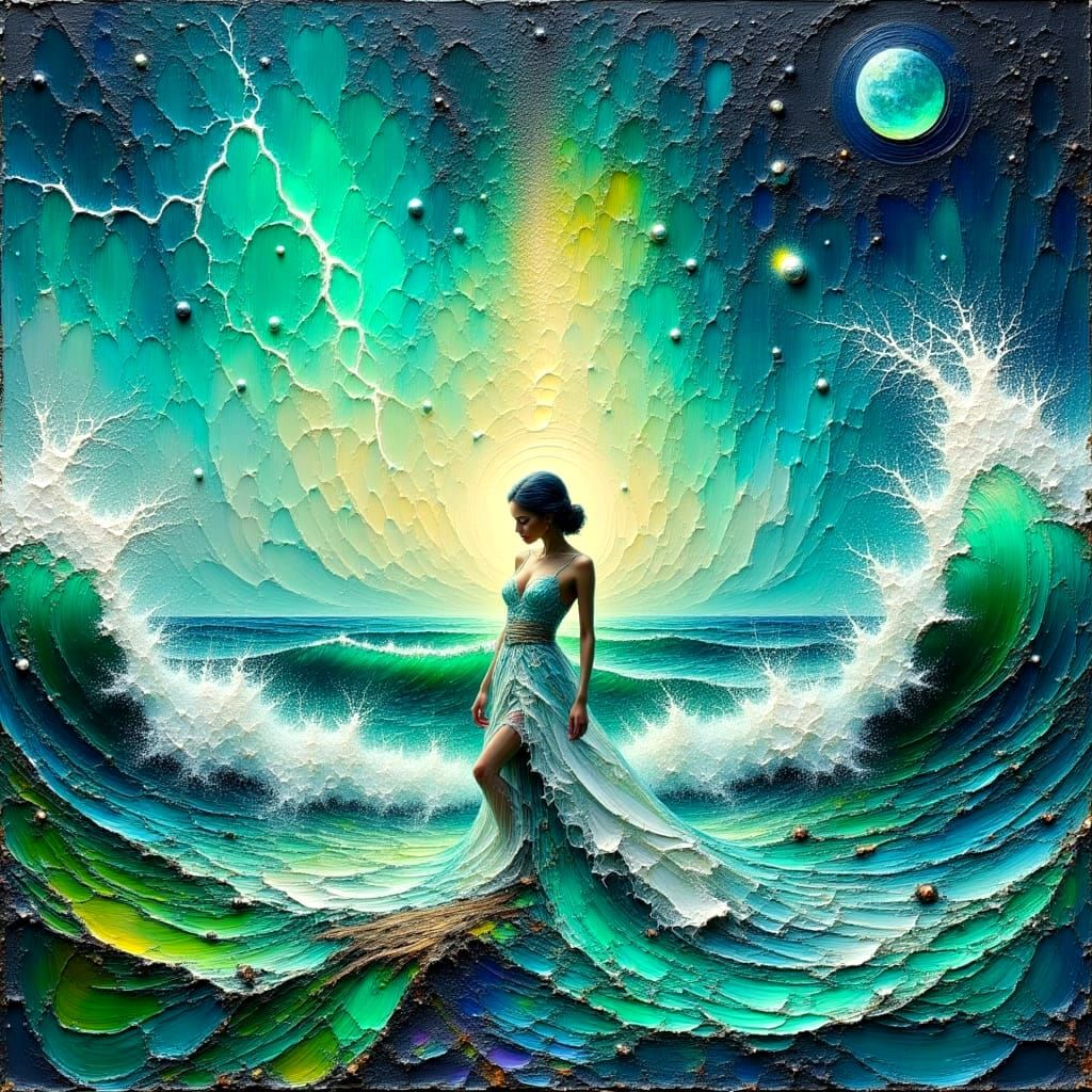 The Calm Within Turbulence in Vibrant Oil Painting