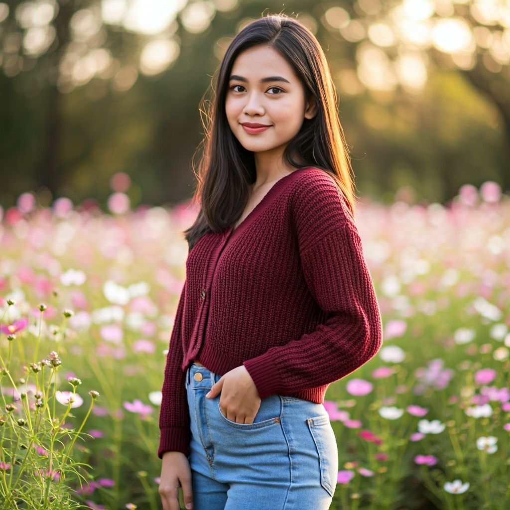 Malaysian Woman Portrait in Sunset Light, Photorealistic Sty...