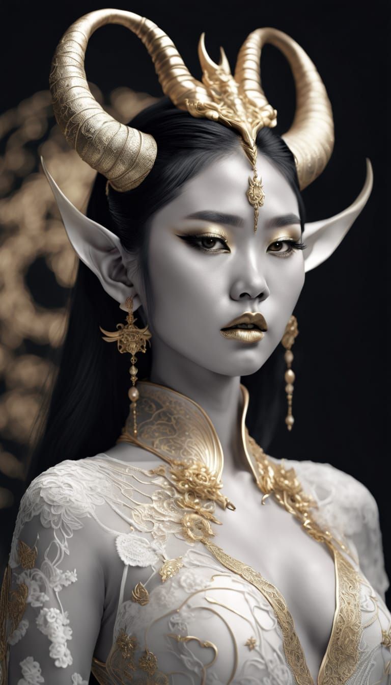 Ethereal Demoness in Cosmic Radiance