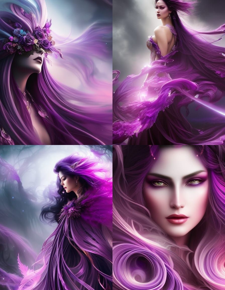 Violet Sorceress in Dark Academia Style