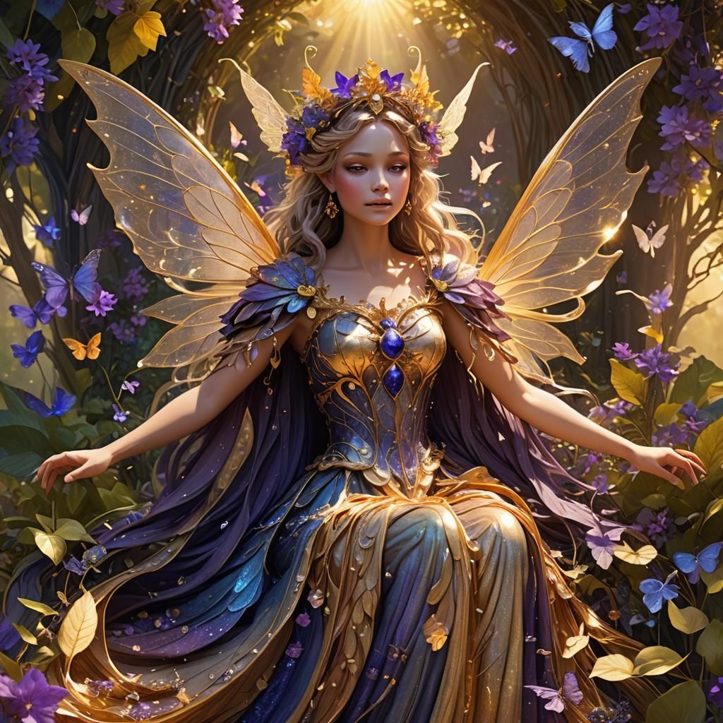 Pregnant Fairy Queen in Enchanted Forest, 3D Render