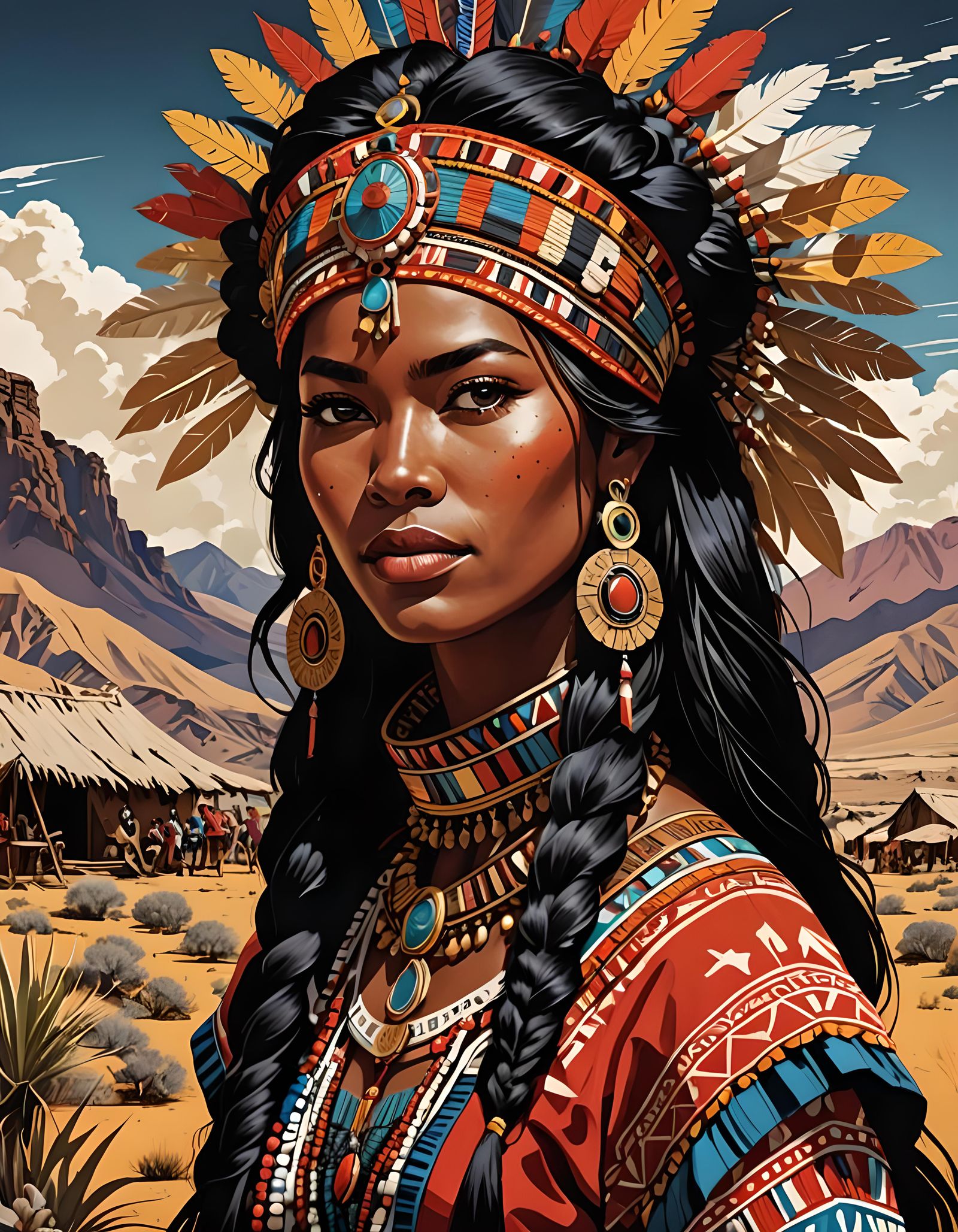 Muisca Woman in Altiplano: Wimberly-Style Illustration