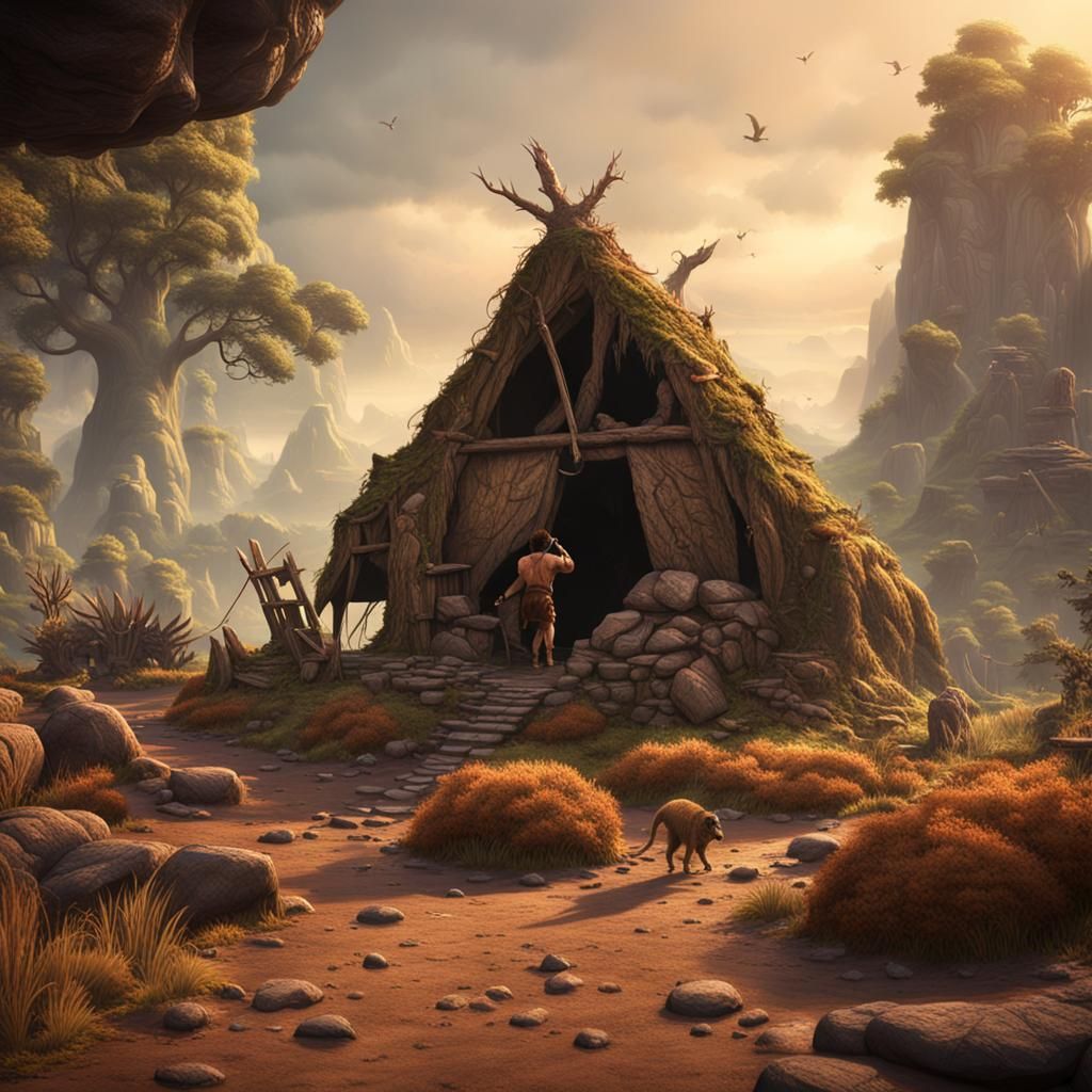 Caveman Creates Prehistoric Farm in Detailed Matte Painting