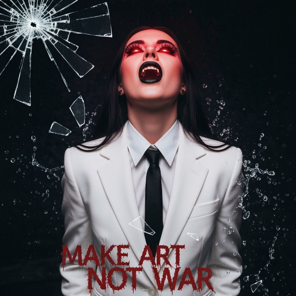 Gothic Woman in Red Light: Digital Art