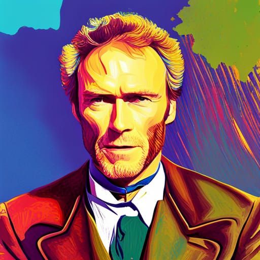 Clint Eastwood in Geometric Pop Art Style