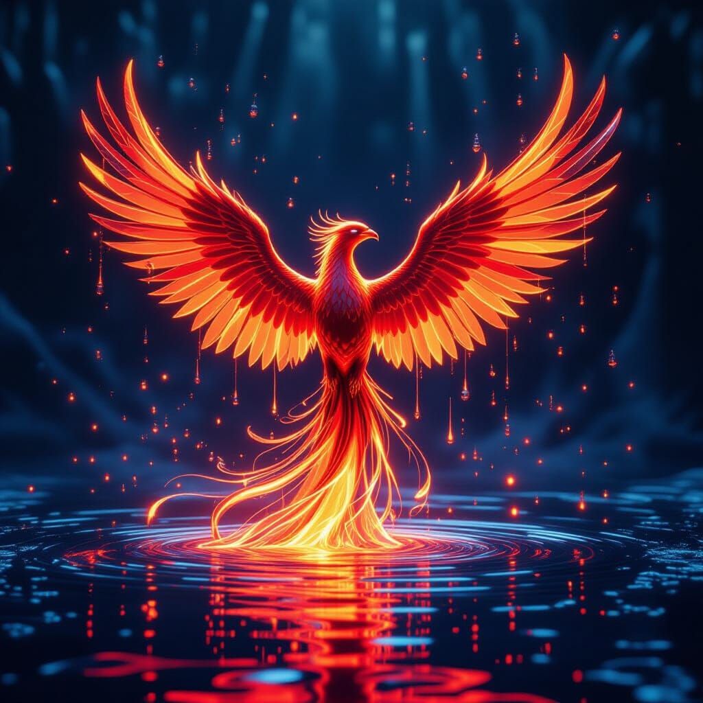 Phoenix Rises from Liquid Fire and Ice