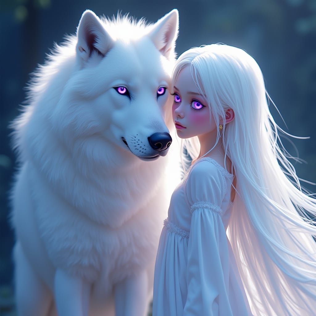 Celestial Wolf Goddess with Lavender Aura