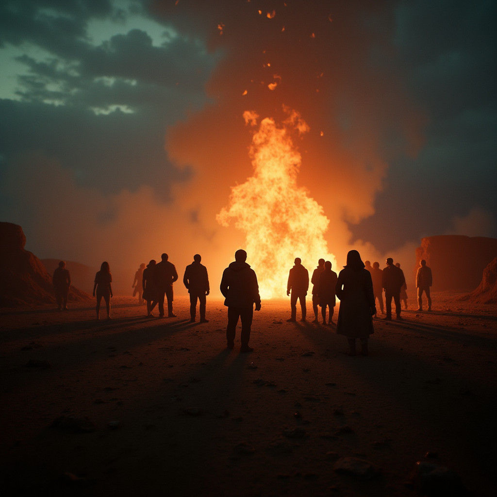 Dramatic Cinematic Still with Film Grain and Lighting