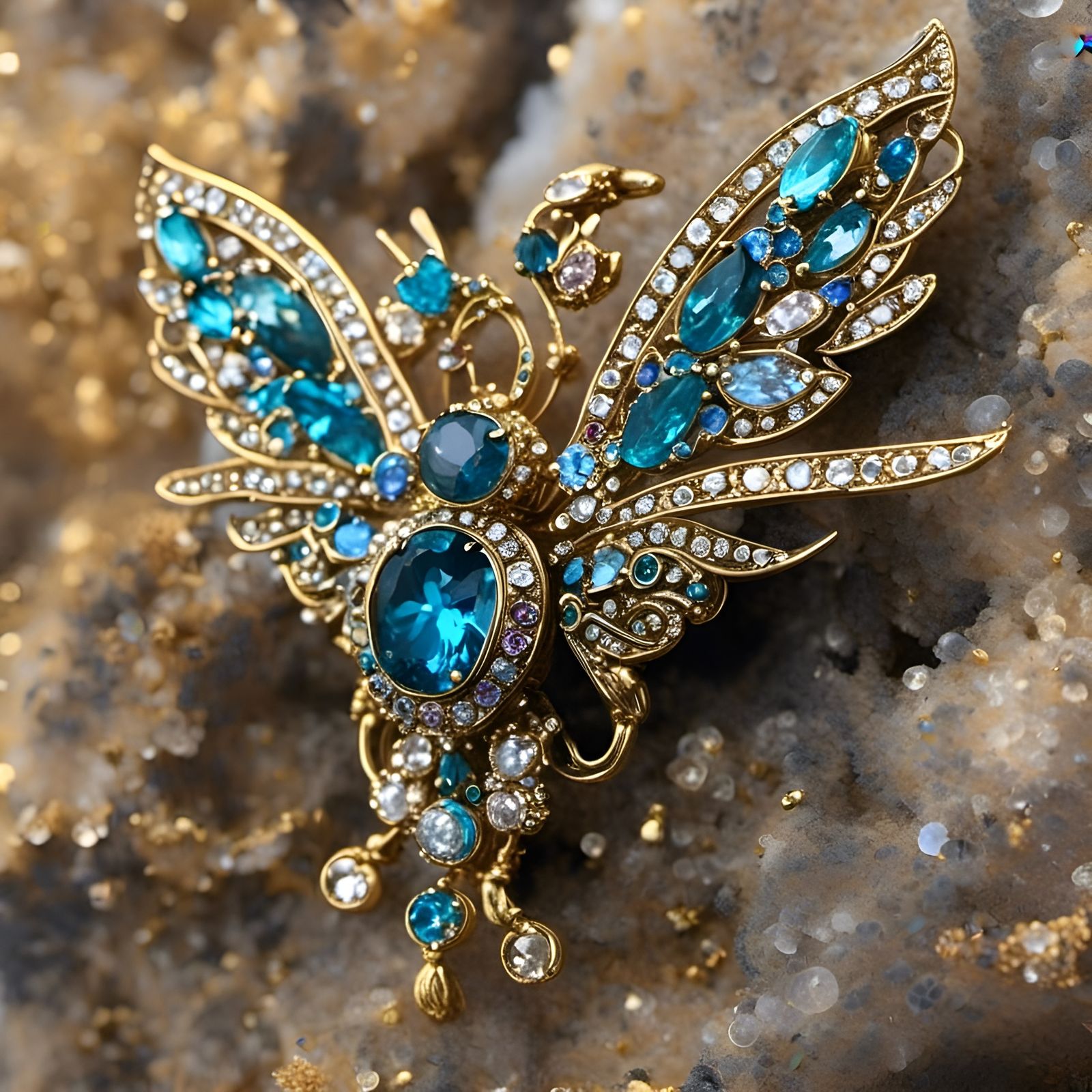 Bejeweled Pixie in Flight, Encased in Gems