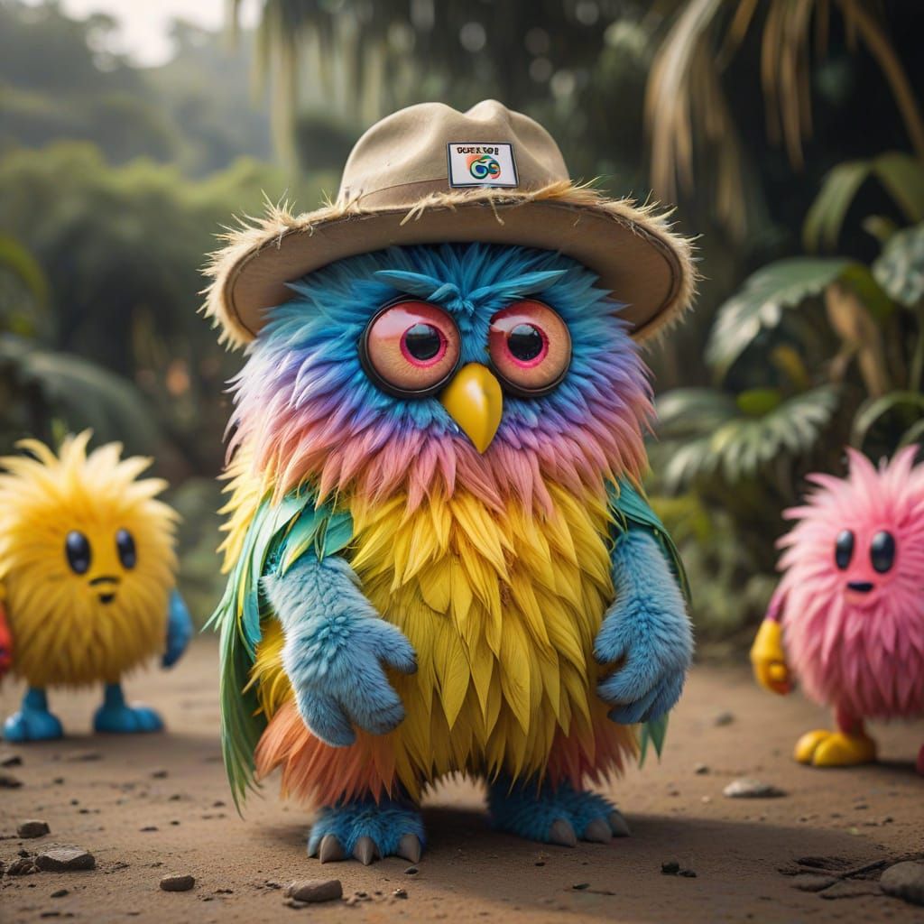 Pastel Pac-Man Safari Adventure in a Tropical Paradise