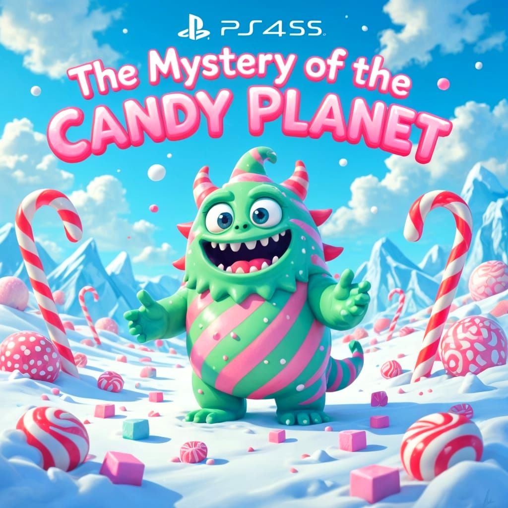 Candy Planet Game Cover in Digital Matte Painting Style
