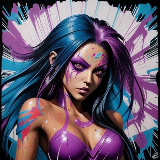 Starfire and Raven Fusion Graffiti Art