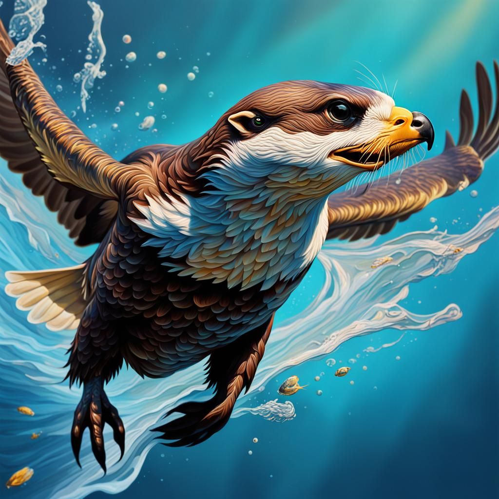 Hyperrealistic Eagle-Bee-Otter Spirit: Freedom Concept