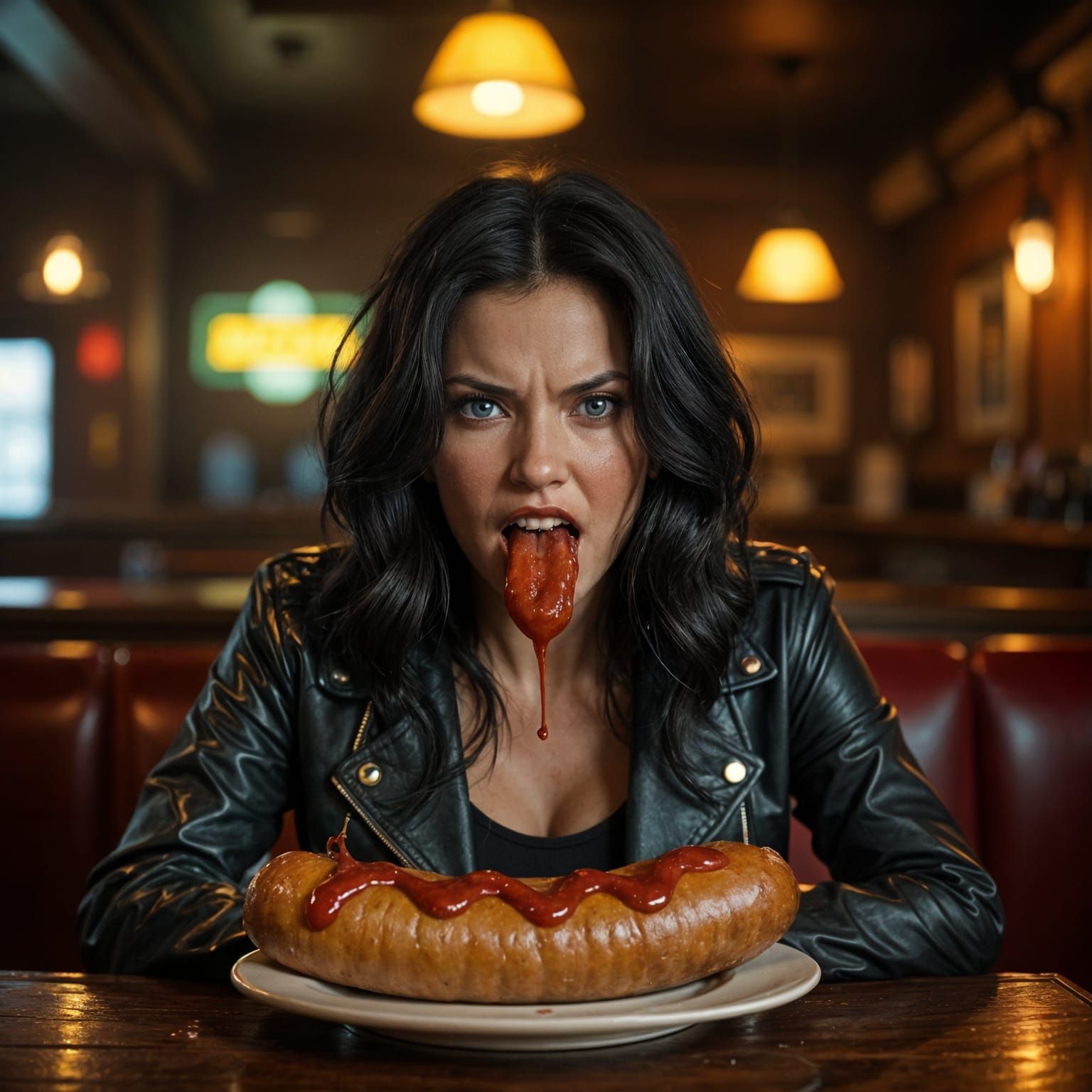 Angry Woman Portrait in Gritty Realism Style