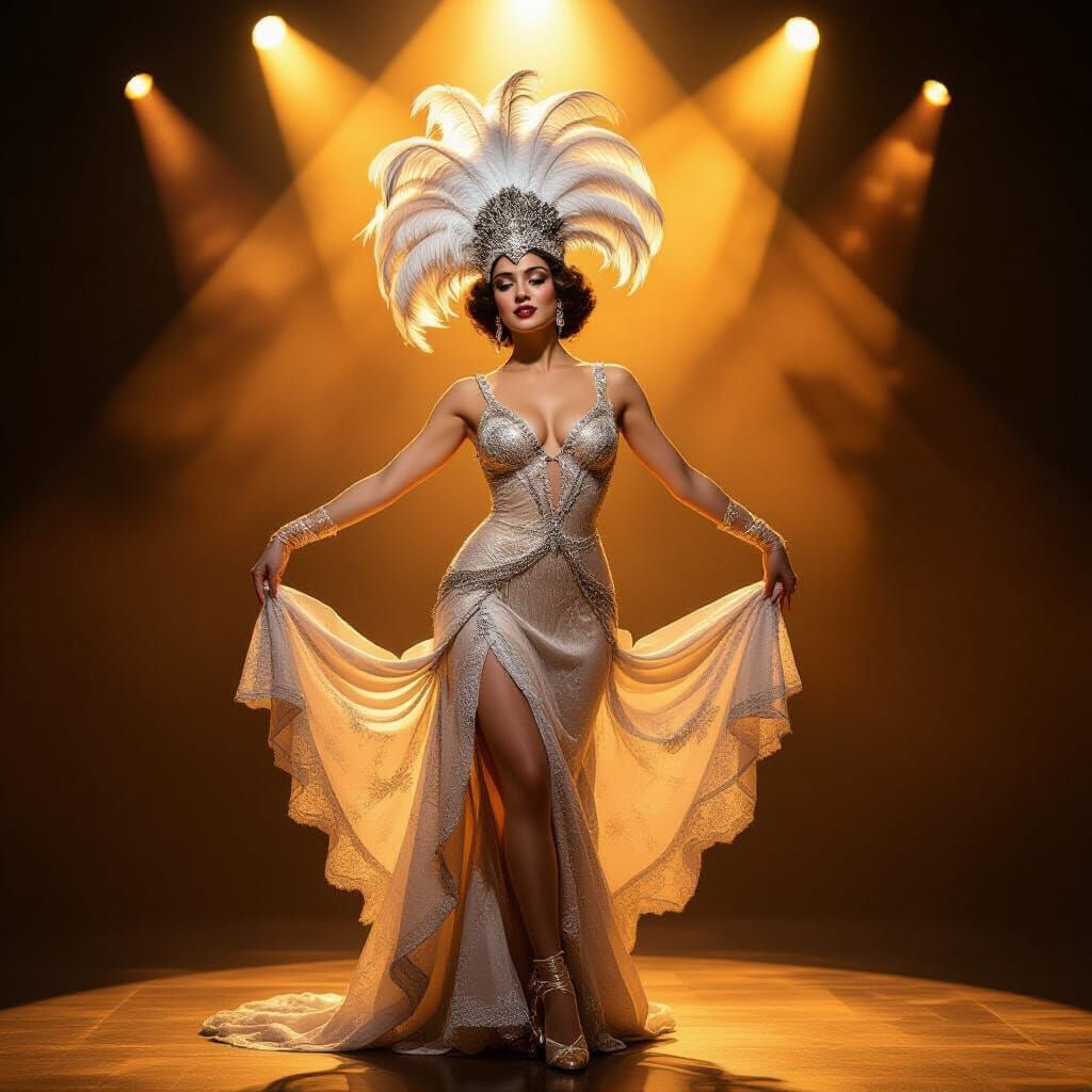 Vintage Cabaret Dancer in Art Deco Style