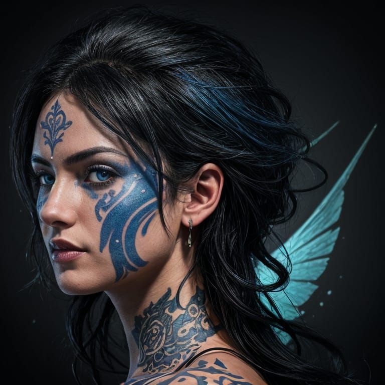 Latina Woman with Tattoos: Fantasy Concept Art