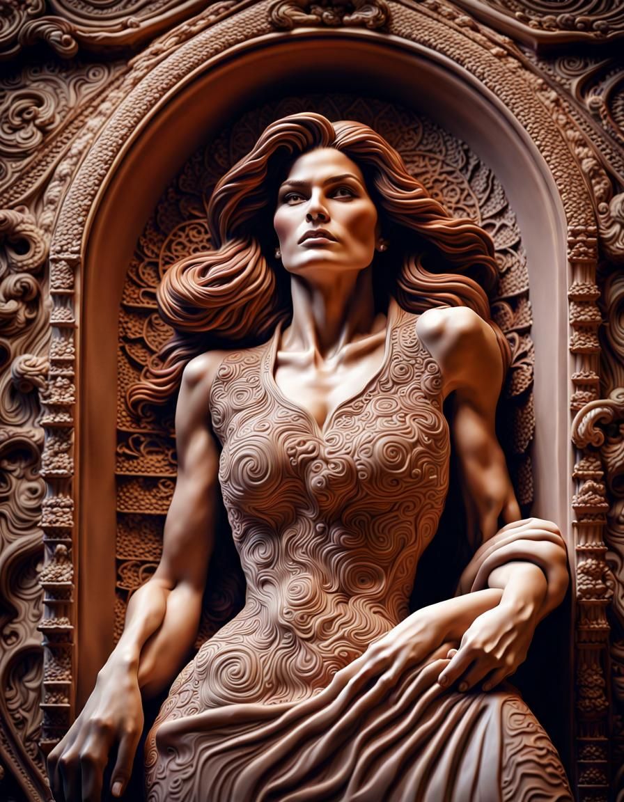Majestic Clay Sculpture of Cindy Crawford