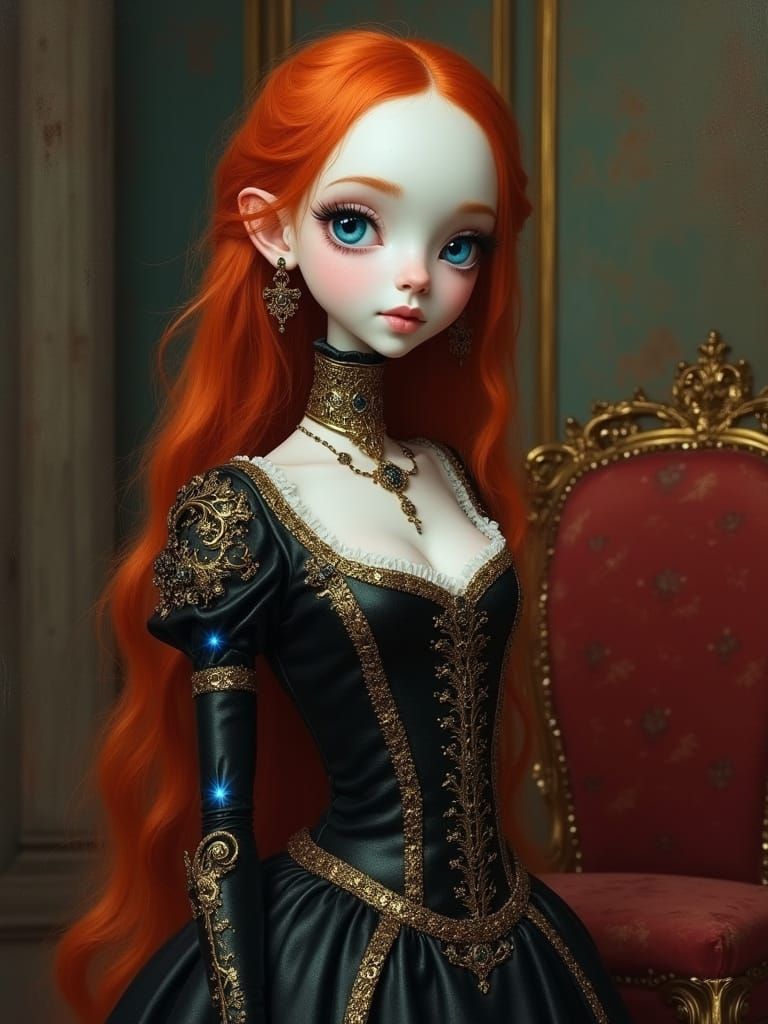 Cute Android Girl in Victorian Elegance