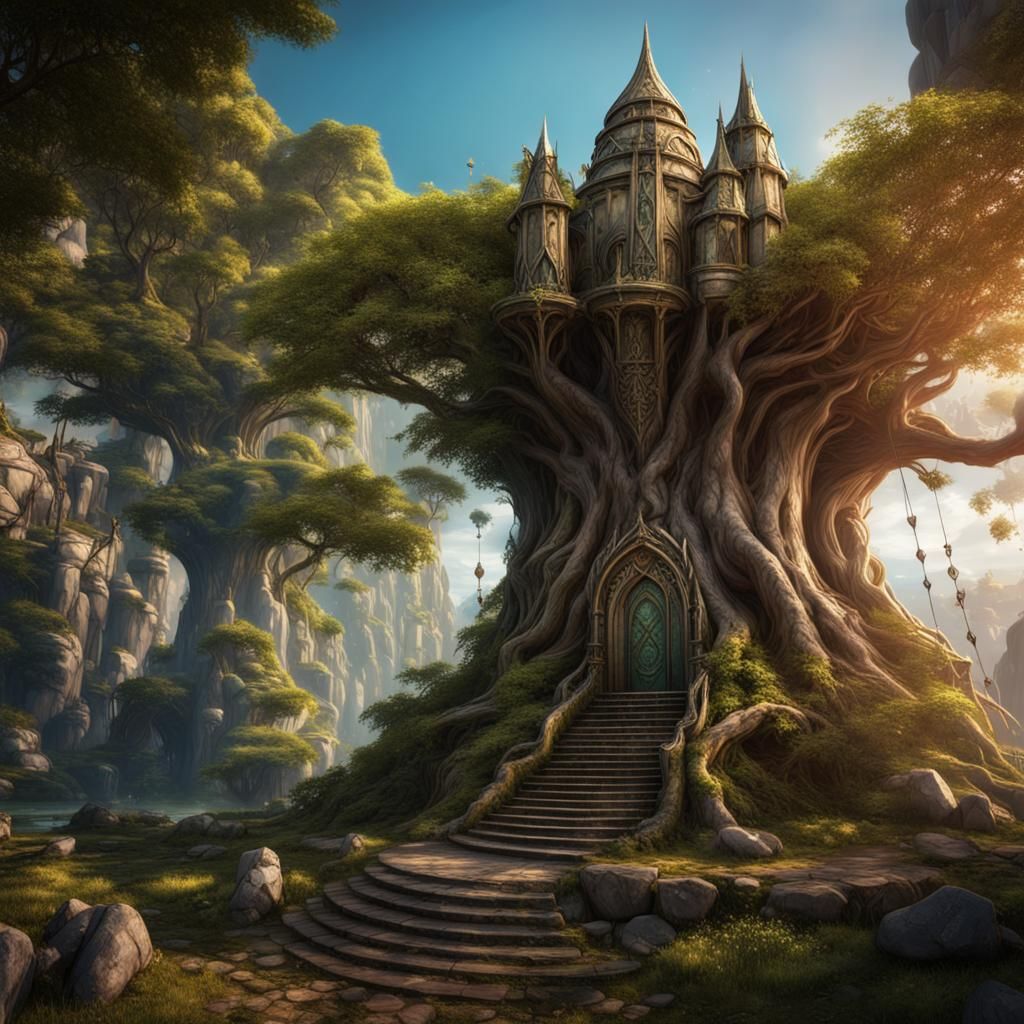 Elven Temple on a Tree: Fantasy Concept Art
