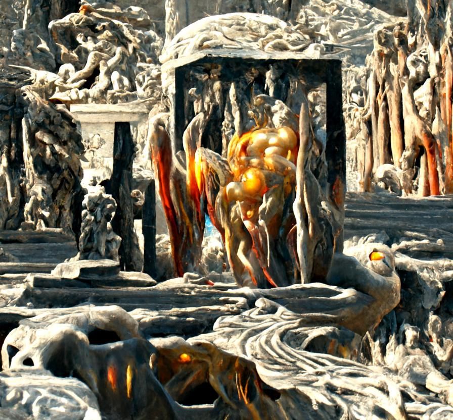 Prometheus' Torment: Birds of Fire in Oil Painting Style