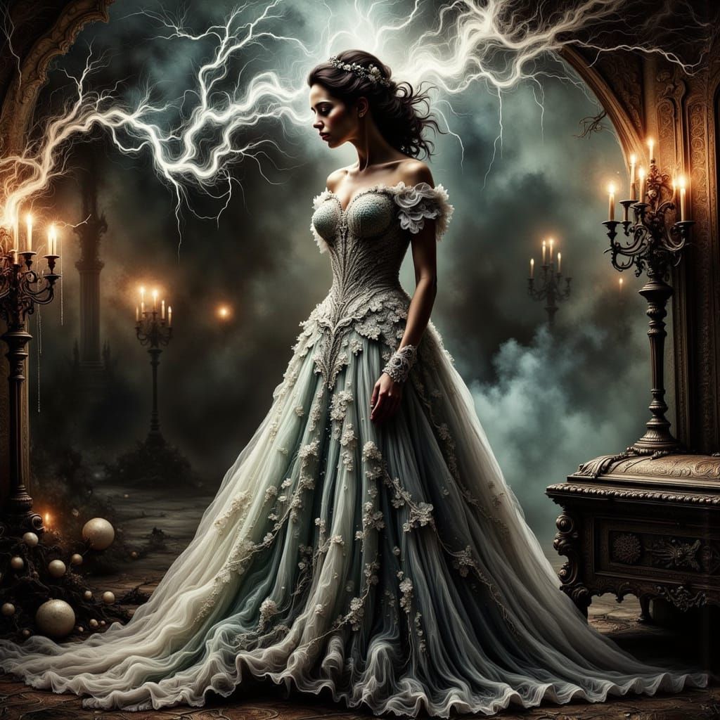 Ethereal Victorian Siren in Macabre Opulence