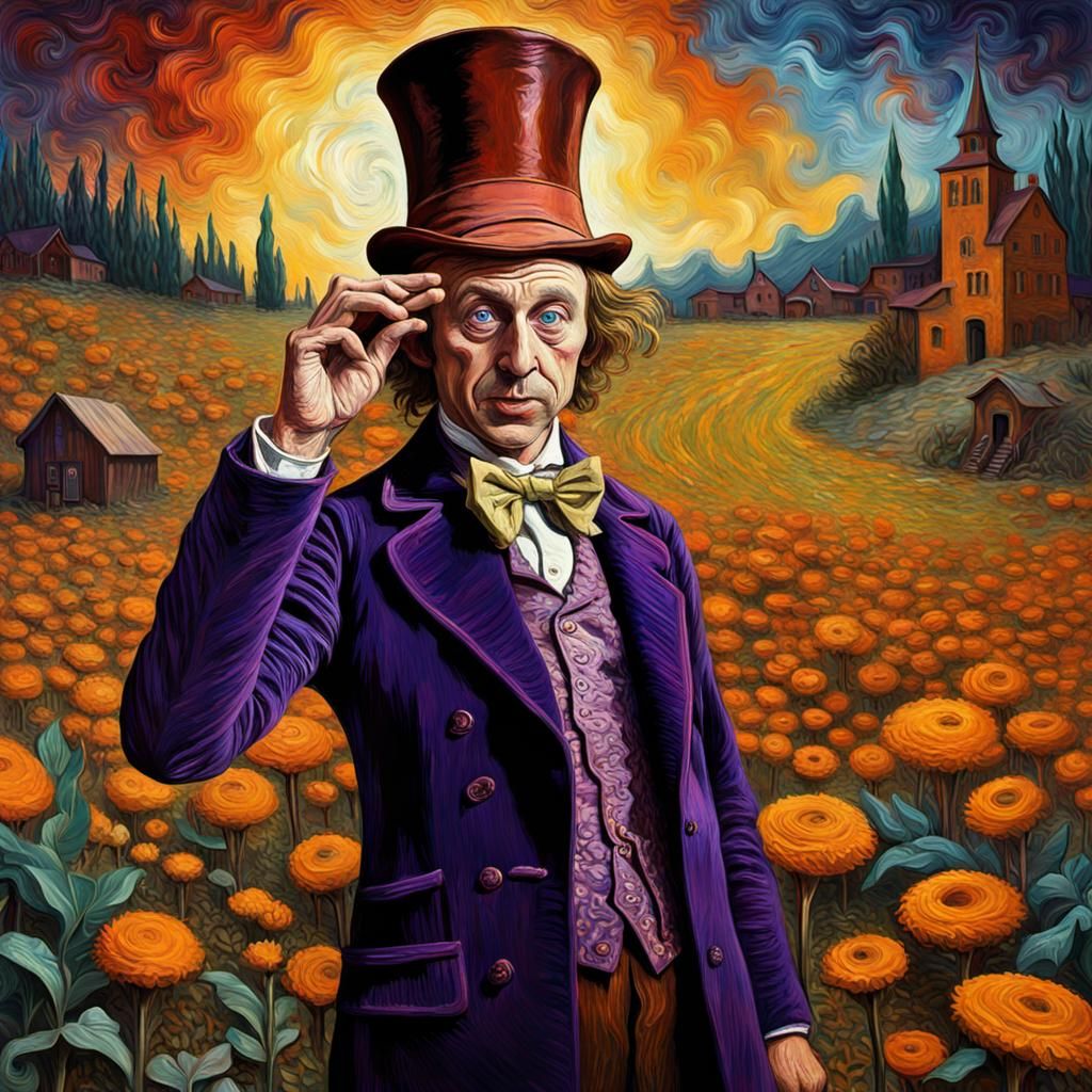 Disturbing Willy Wonka as Gothic Impressionist Painting
