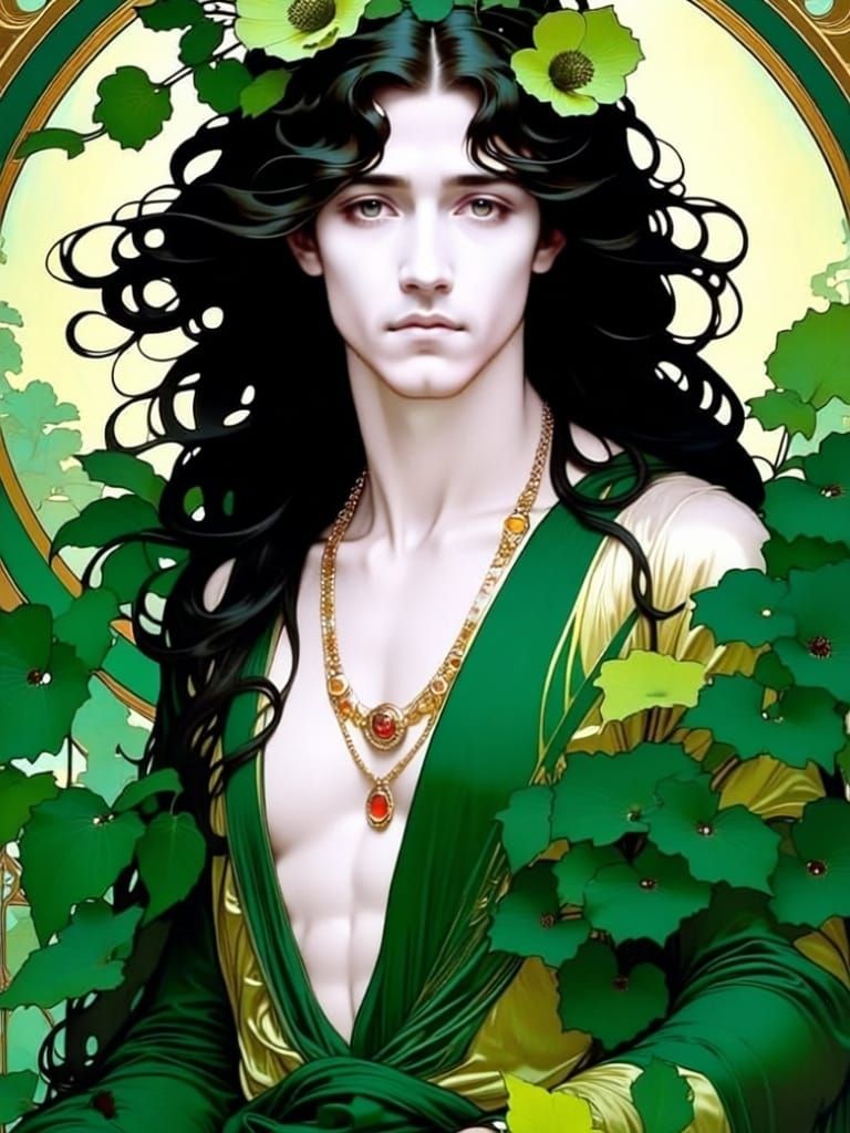 Art Nouveau Portrait of a Dandy in Green