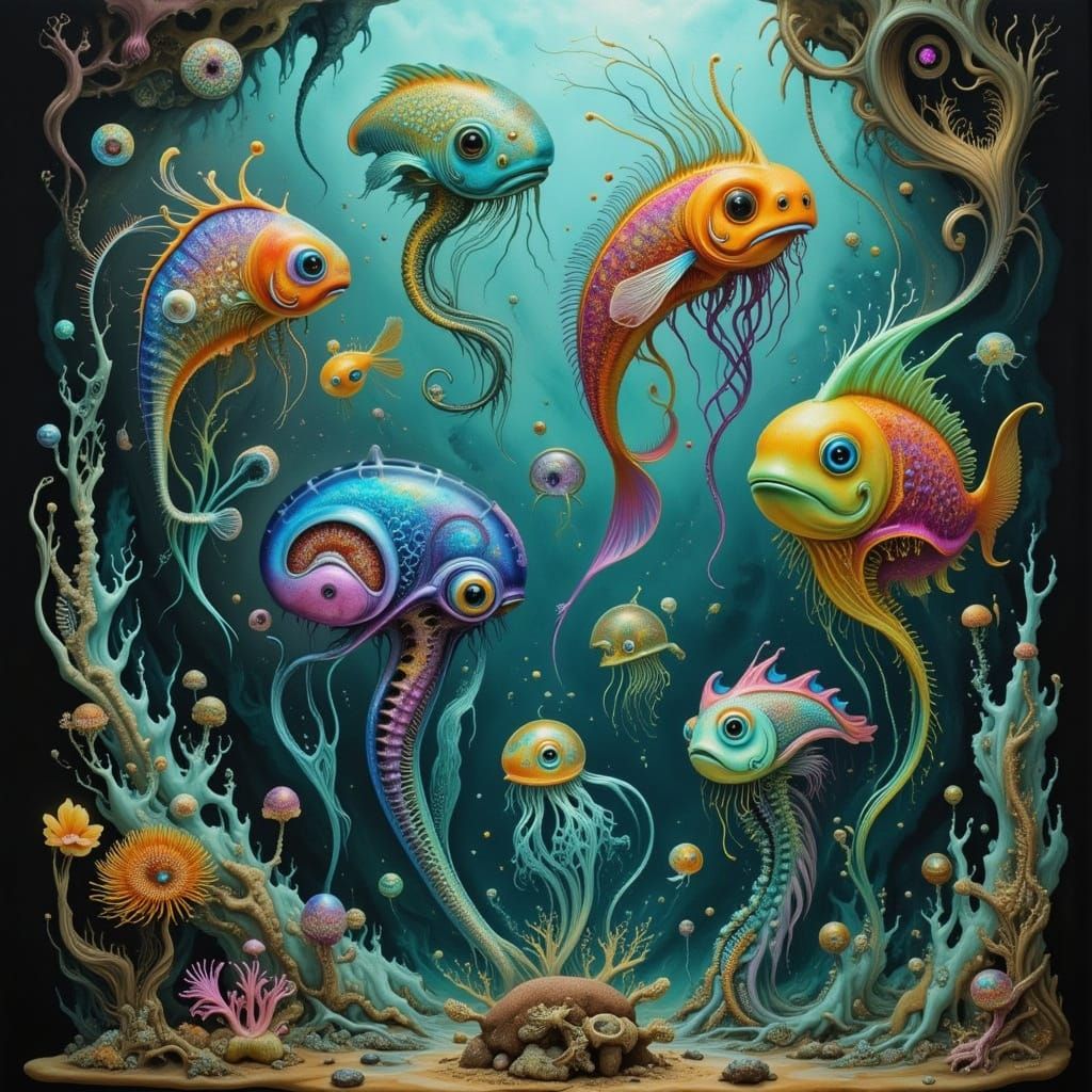 Whimsical Fish-People in Surreal Fantasy Art