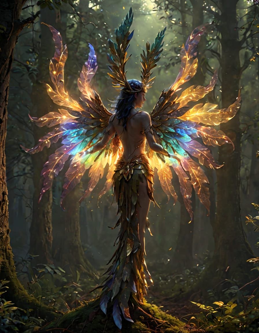 Magical Being in Forest: Vibrant Digital Art