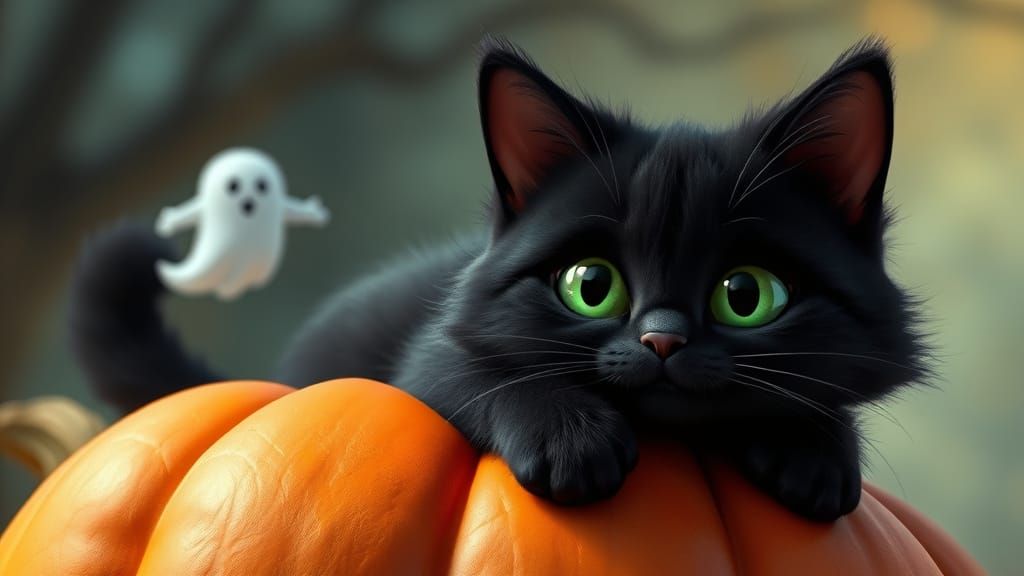 a black sweet, fluffy cat