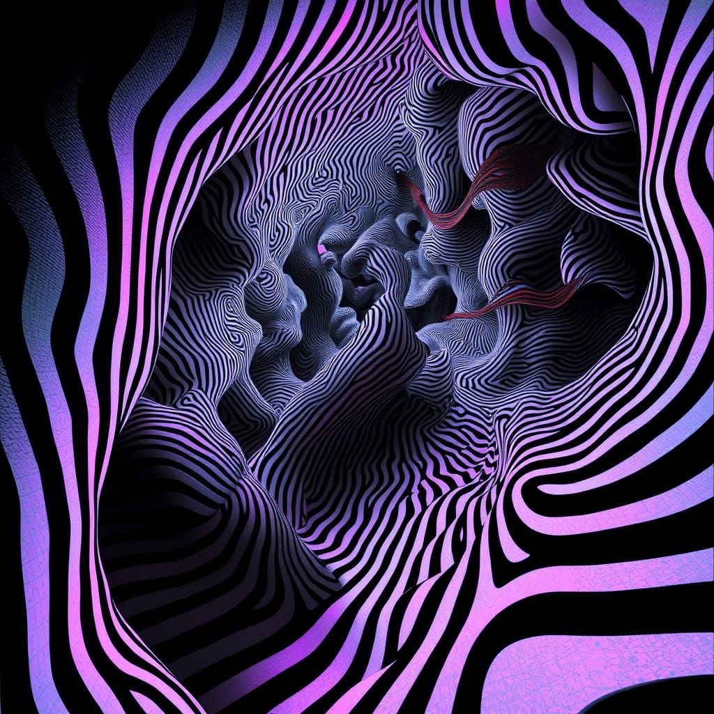 Surreal Striped Nightmare in Cyberpunk Style