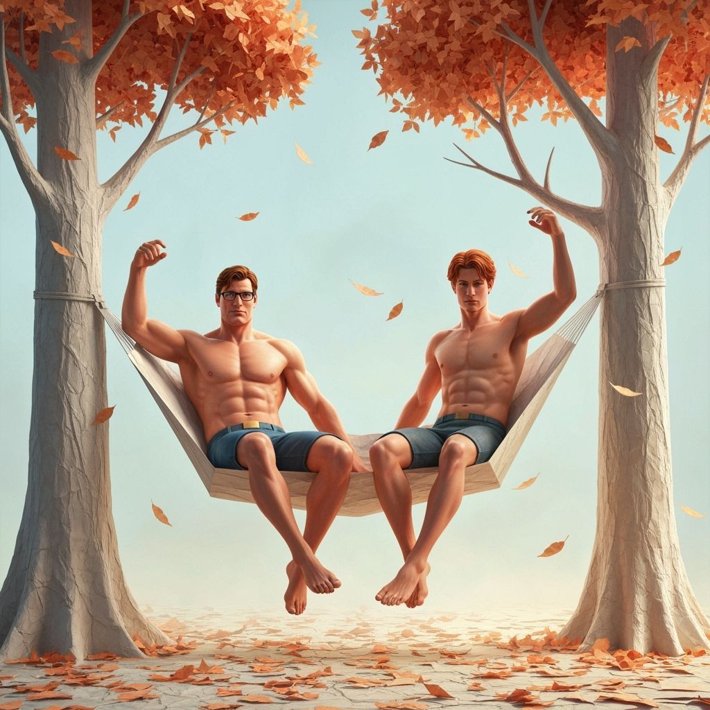 Clark Kent and Jimmy Olsen Relax on Paper Hammock