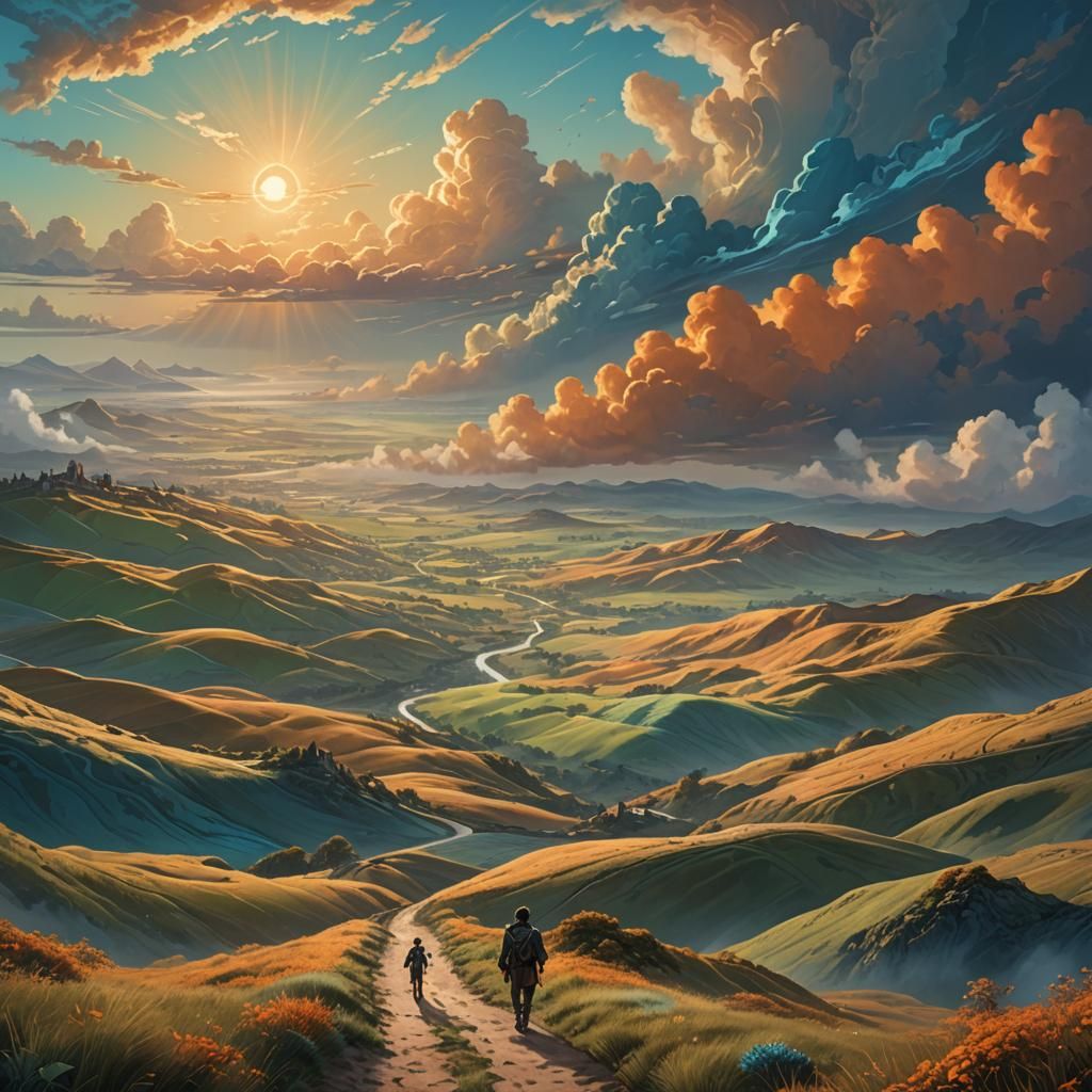 Dawn Horizon Walk: Fantasy Matte Painting